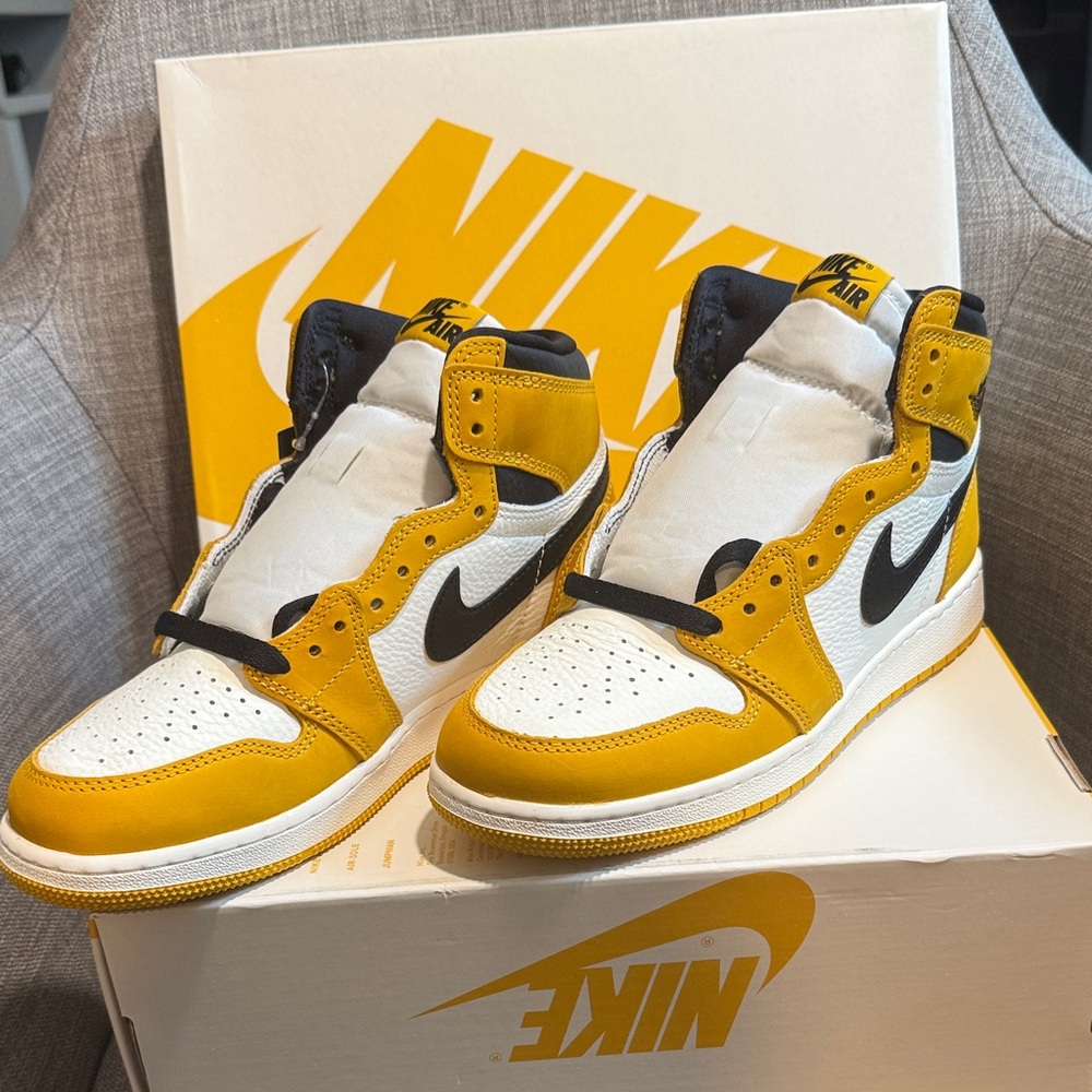 Nike Air Jordan 1 Retro High Yellow and White Sneakers